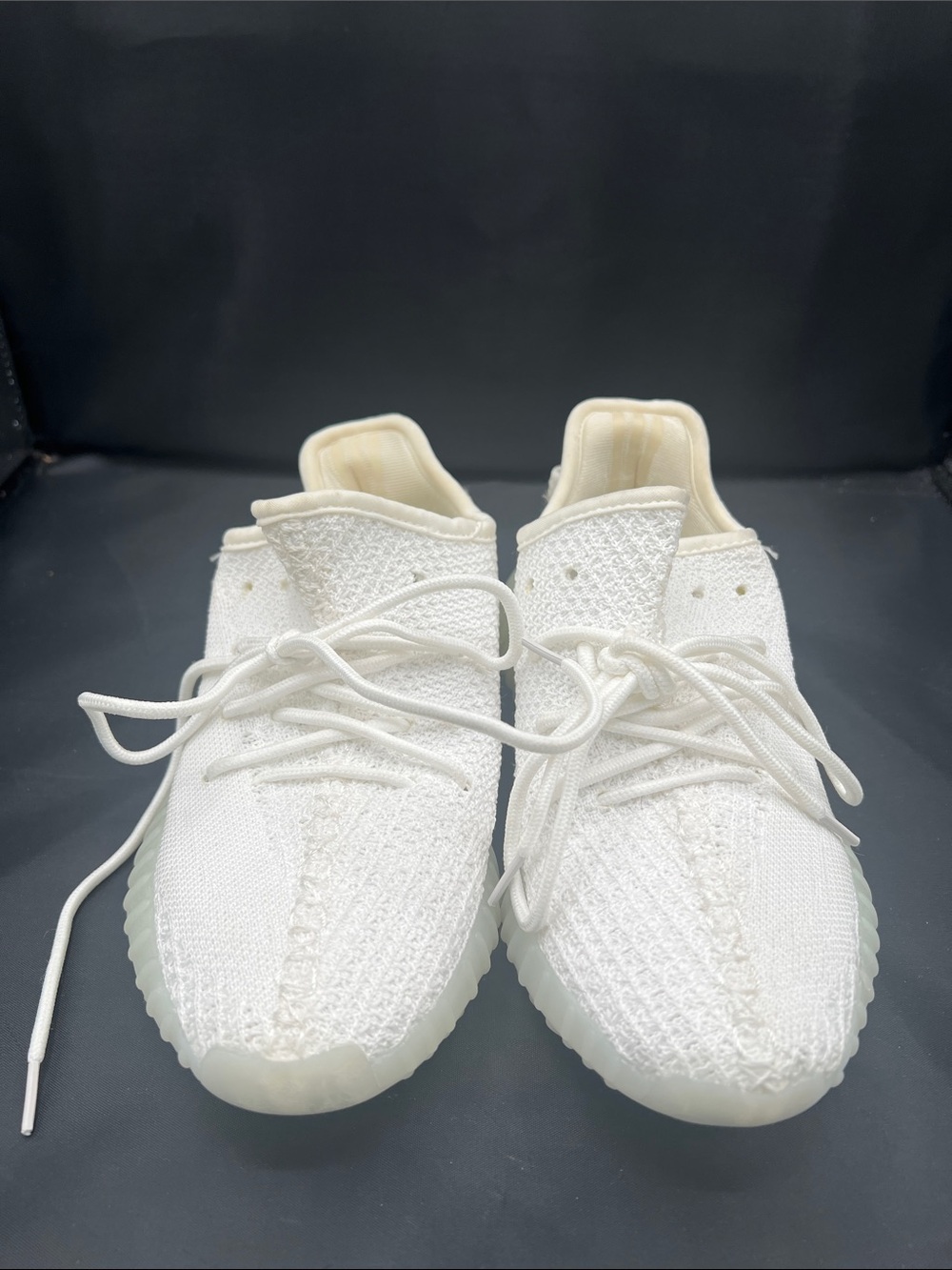 adidas Cream/White Athletic Knit Low-Top Sneakers